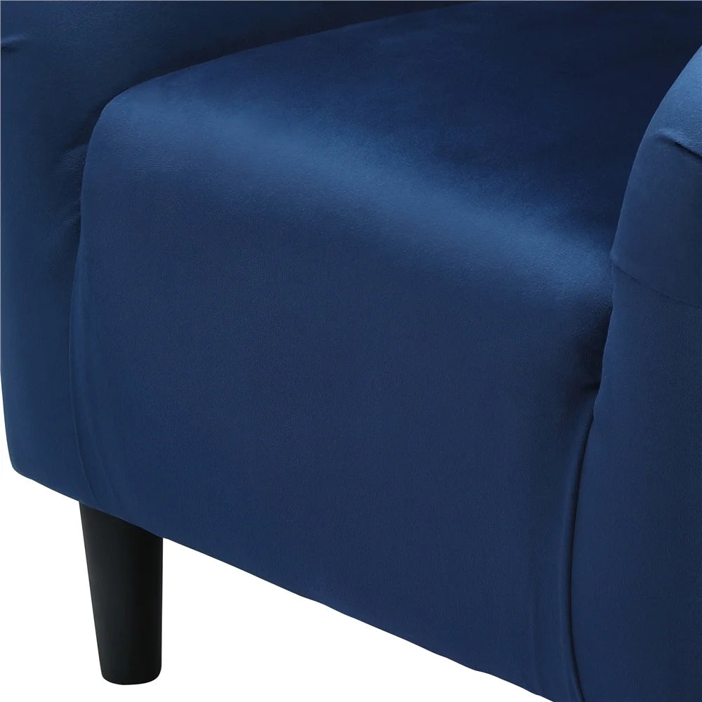 Modern Upholstered Tub Chair, Set of 2, Navy Blue Velvet