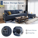 Convertible Sectional Sofa Couch L-Shape Couch with Reversible Chaise 4 Seat Sofa for Apartment Bluish Grey