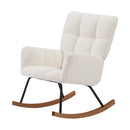 Comfy Upholstered Lounge Rocking Chair with High Backrest, Modern Glider Chair with Soft Seat