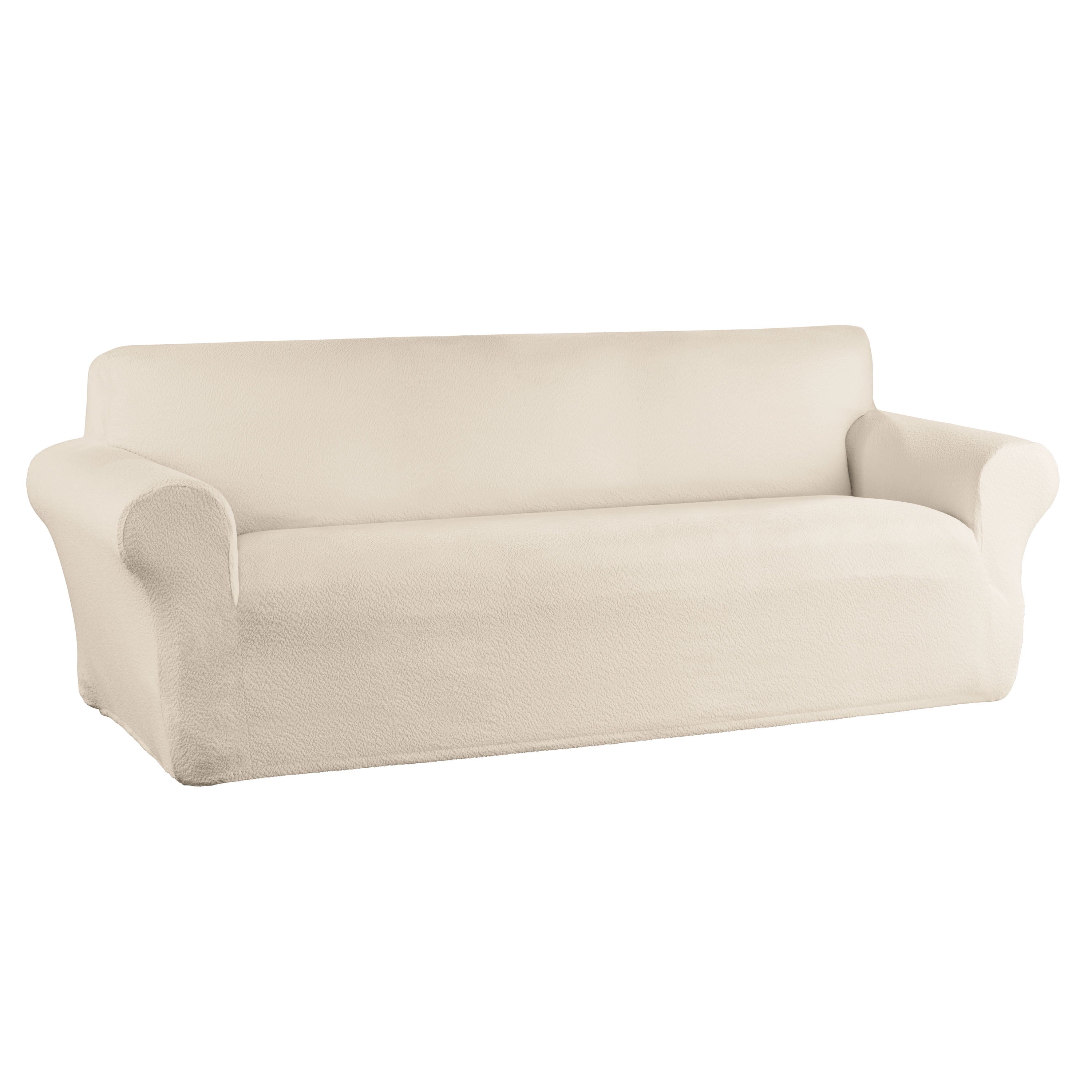 Boucle Stretch-To-Fit Fabric Sofa Slipcover, 1-Piece, Beige