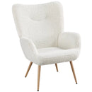 Boucle Fabric Accent Chair with Tufted High Back, White