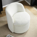 Swivel Accent Chair Armchair, round Barrel Chairs in Fabric for Living Room Bedroom, Boucle Accent Chair, White