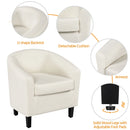 Barrel Accent Chair with Ottoman, Ivory Boucle Fabric