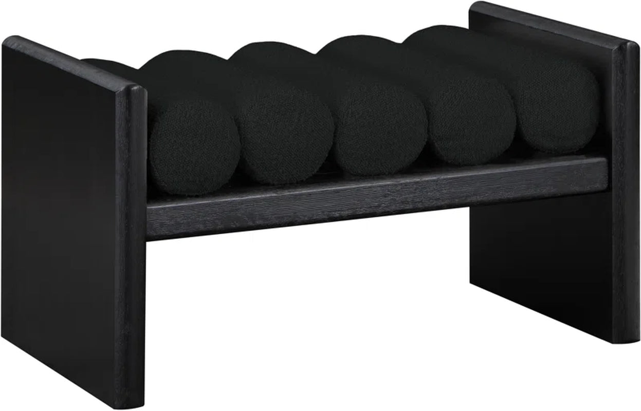 Boucle Fabric Wood Bench