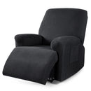 Stretch Recliner Chair Slipcovers for Armchair, 4-Pieces Reclining Sofa Cover Black