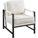 Mid-Century Modern Accent Chair with Metal Frame, Ivory Boucle Fabric