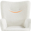 Boucle Fabric Accent Chair with Tufted High Back, White