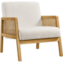 Fabric Upholstered Accent Chair with Rattan Sides,Ivory