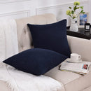 Navy Blue Colored Cute Boucle Textured Throw Pillow Covers, Cozy Soft Accent Cushion Cases, Modern Zippered Design for Sofa Couch Bed and Living Room - 18"X18", Pack of 2