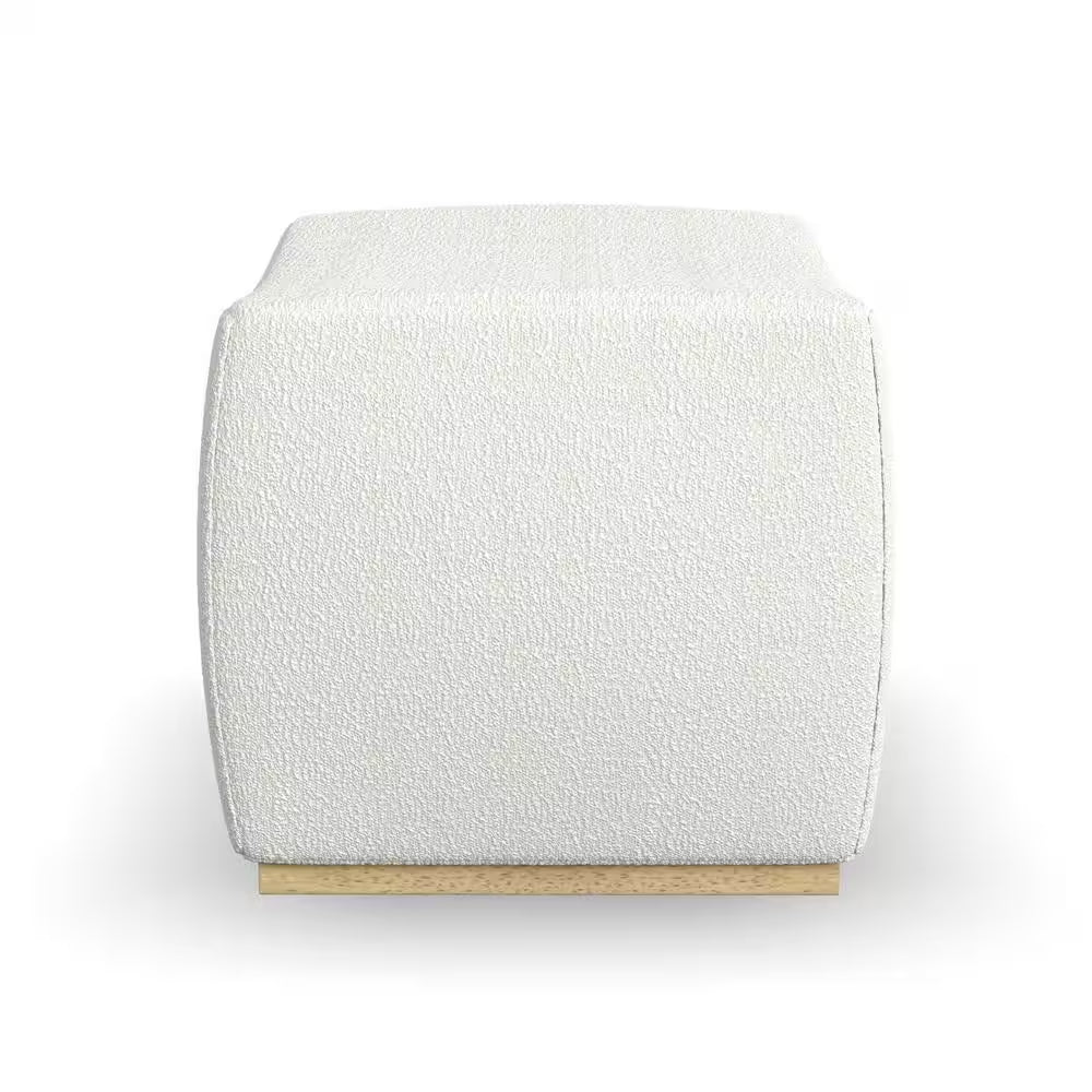 Nico White Boucle Fabric Ottoman