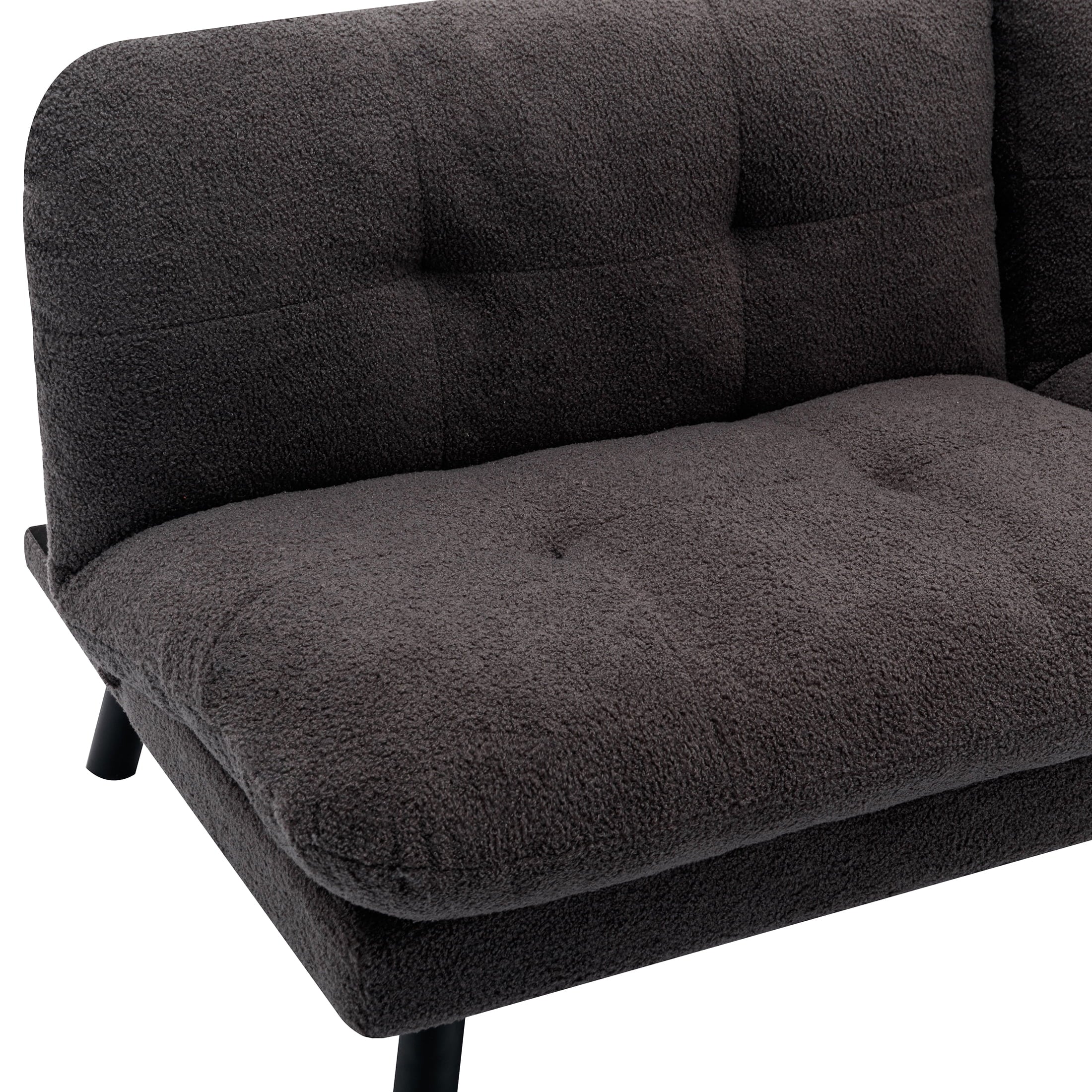 Camden Cozy Futon, Charcoal Boucle Fabric, 72"