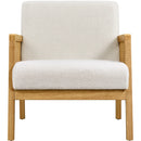 Fabric Upholstered Accent Chair with Rattan Sides,Ivory