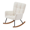 Comfy Upholstered Lounge Rocking Chair with High Backrest, Modern Glider Chair with Soft Seat