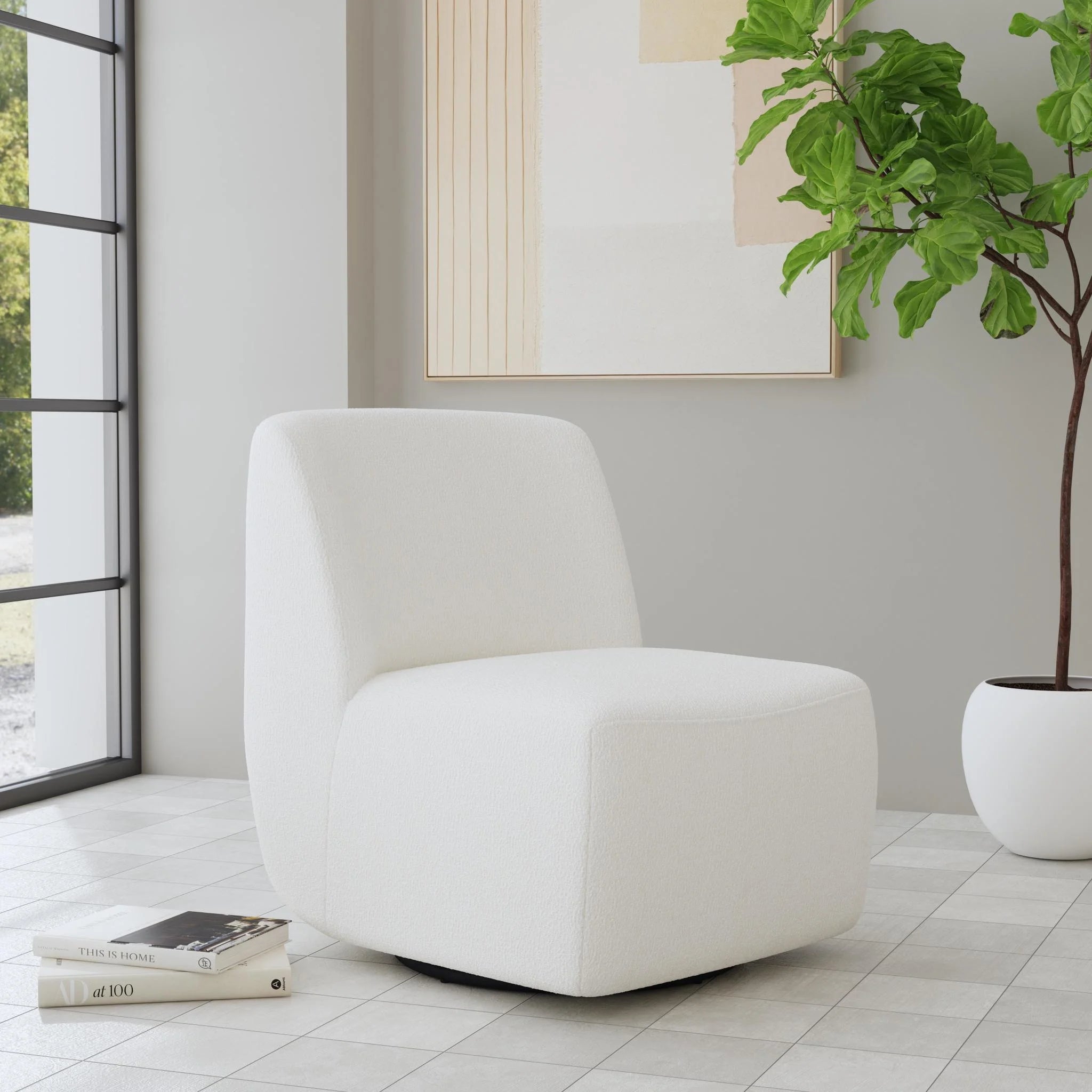 Nico White Swivel Chair