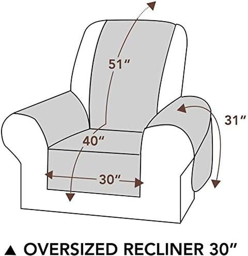 Reversible Recliner Chair Cover, Sofa Slipcover for Dogs, 3 Cushion Couch Protector (Recliner Oversize: Chocolate/Beige)