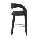 Pinnacle 30 In. in Black Silver Rubber Wood Boucle Upholstered Bar Stool Set of 2