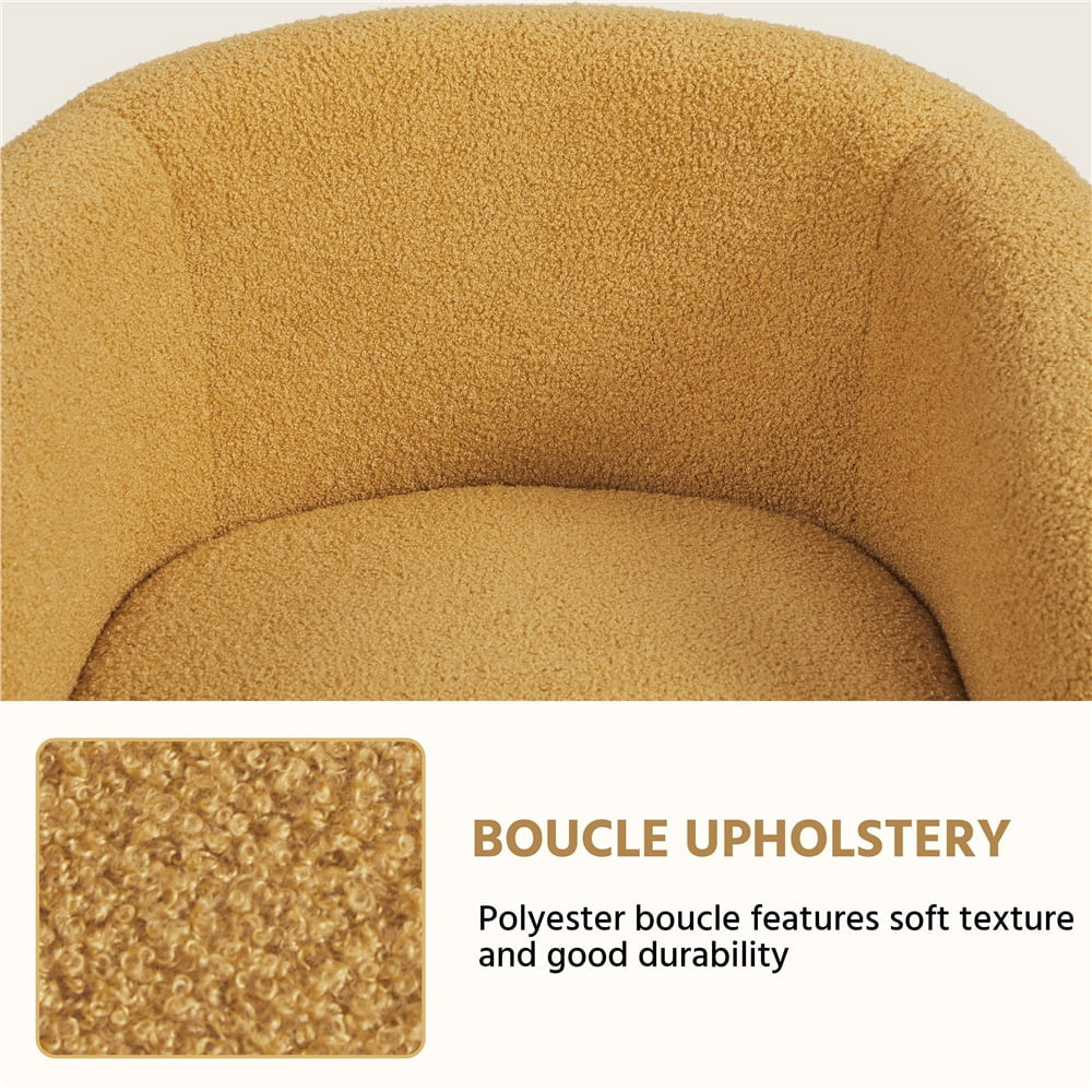 Modern Upholstered Boucle Accent Club Chair for Living Room, Mustard Yellow