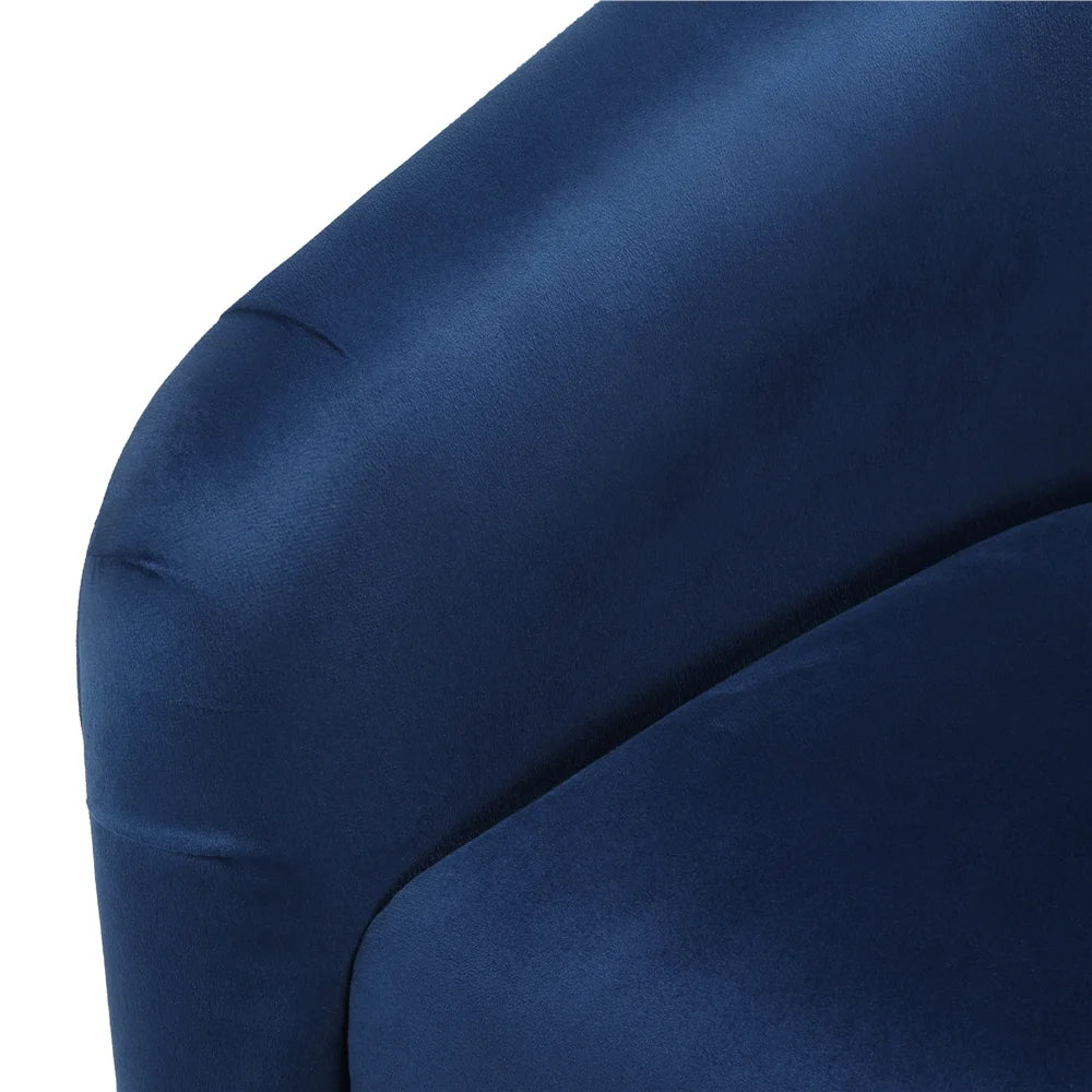 Modern Upholstered Tub Chair, Set of 2, Navy Blue Velvet