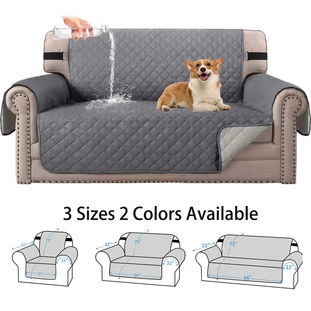 Loveseat Cover Waterproof Couch Covers 2 Cushion Couch Machine Washable Sofa Cover,  Couch Cushion Covers Non Slip Furniture Protector Slipcover for Pets Dogs Children Living Room (Gray, 54")