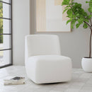 Nico White Boucle Fabric Swivel Accent Chair