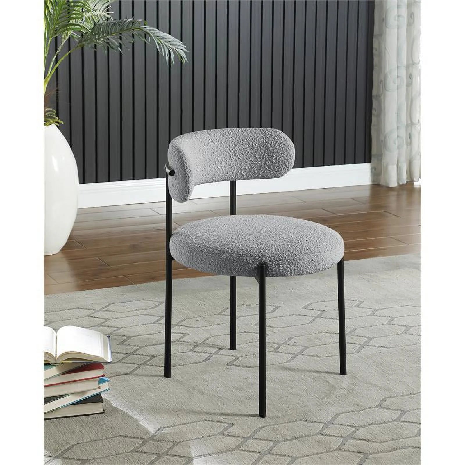 Beacon Grey Boucle Fabric Dining Chair