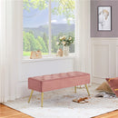 Modern Ottoman Velvet Footstool Bench for Bedroom, Pink