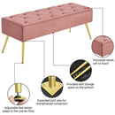 Modern Ottoman Velvet Footstool Bench for Bedroom, Pink