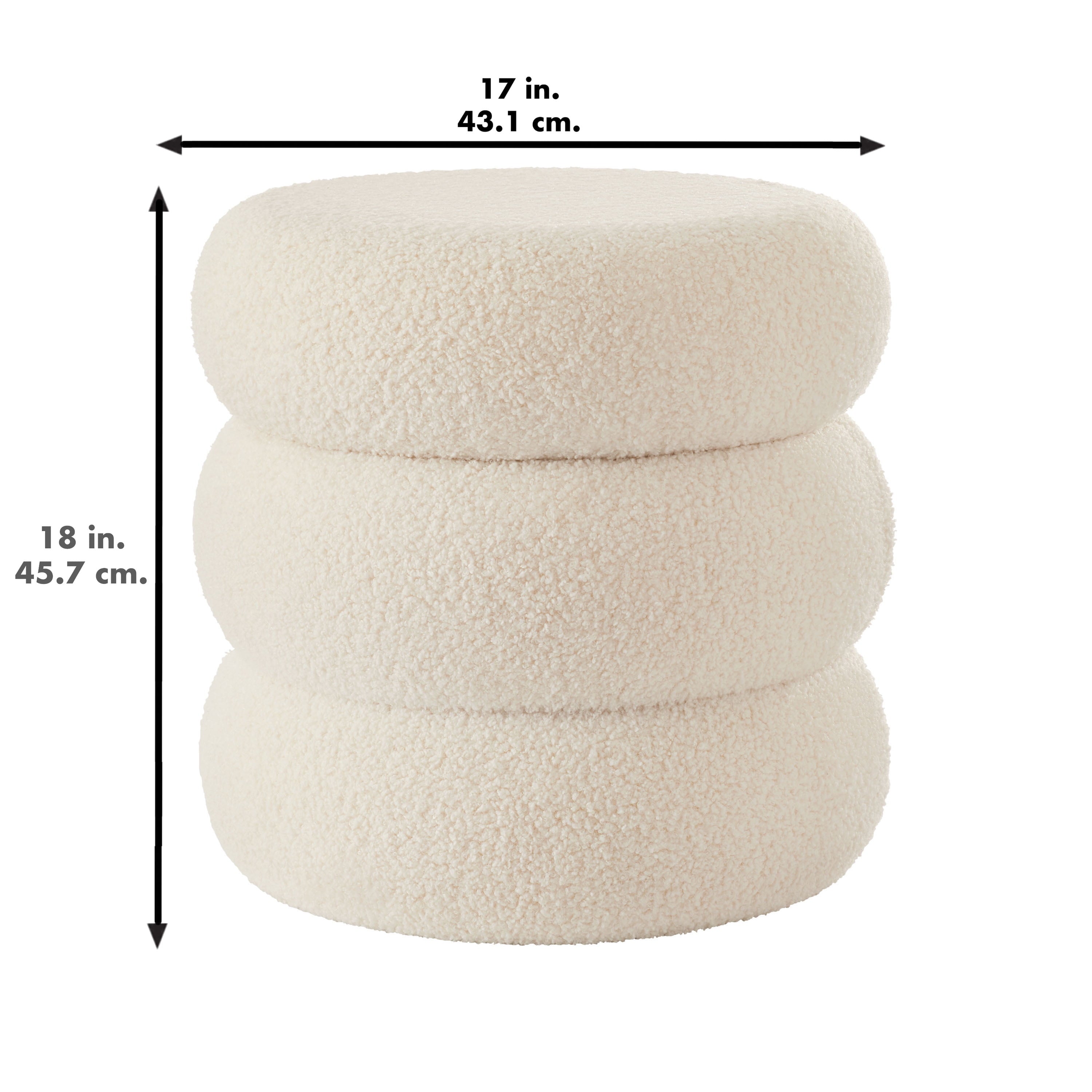 Boucle Cloud Storage Ottoman, Cream