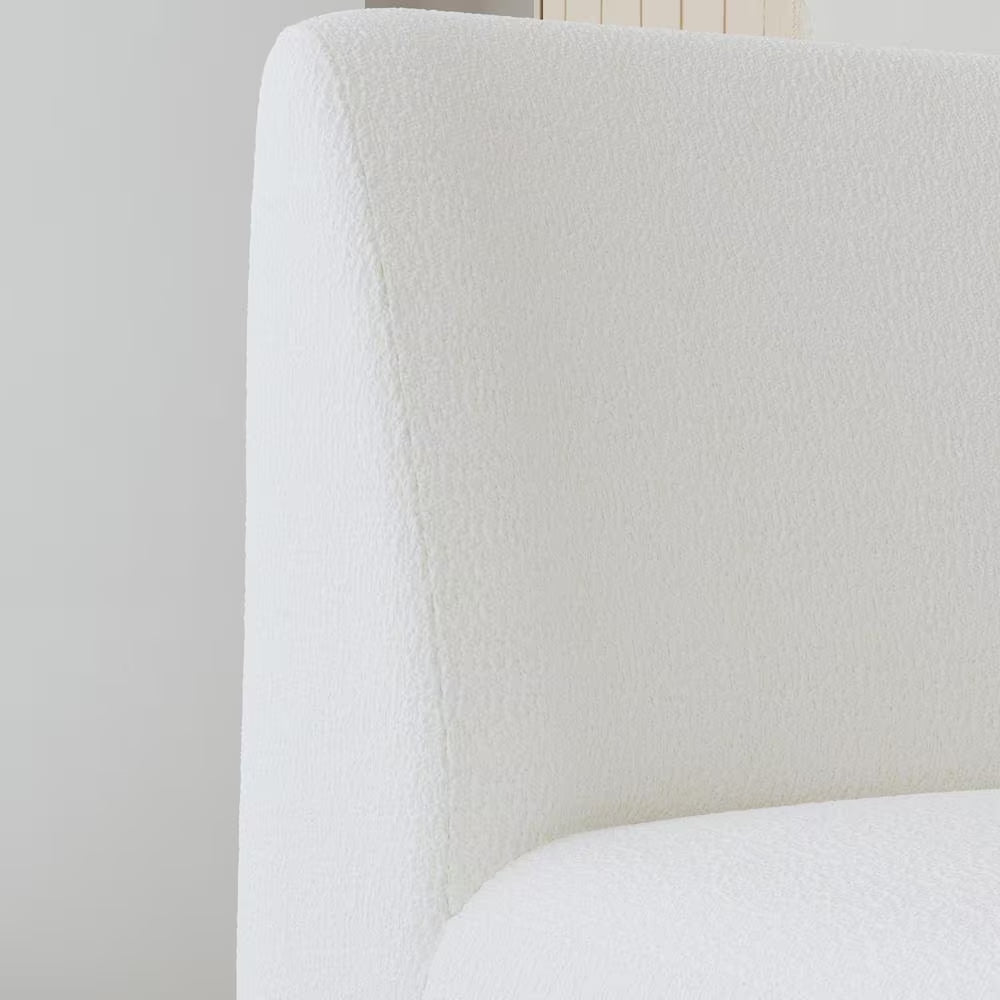 Nico White Boucle Fabric Swivel Accent Chair