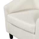 Barrel Accent Chair with Ottoman, Ivory Boucle Fabric