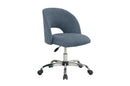 Fabric Upholstered Open Back Office Chair with Textured Boucle Fabric, Casters, Grey for Teens and Adults