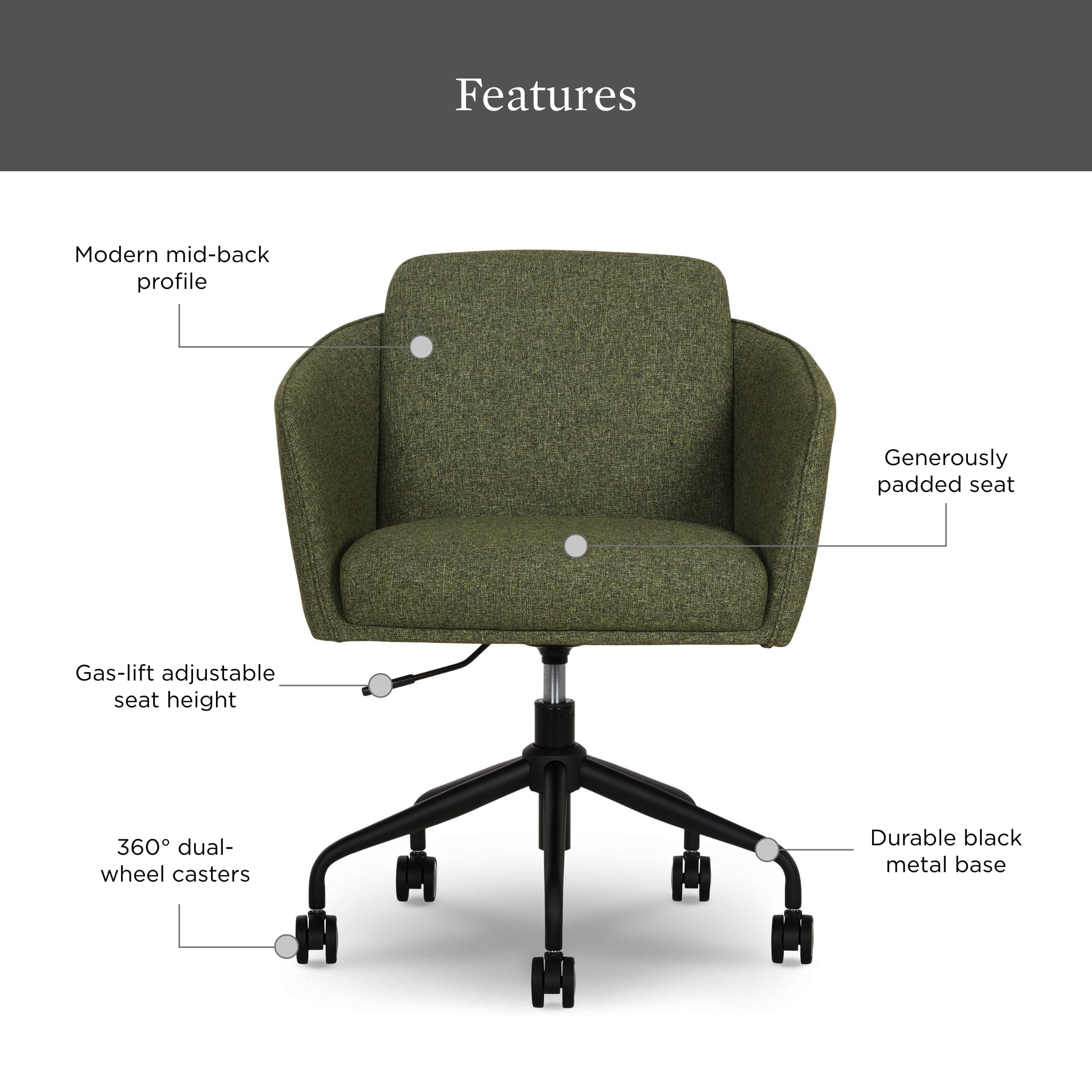 Juliet Office Chair, Olive Green