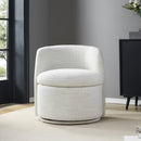 Swivel Accent Chair Armchair, round Barrel Chairs in Fabric for Living Room Bedroom, Boucle Accent Chair, White