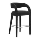 Pinnacle 30 In. in Black Silver Rubber Wood Boucle Upholstered Bar Stool Set of 2