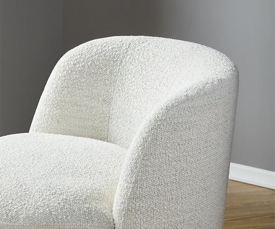 Swivel Accent Chair Armchair, round Barrel Chairs in Fabric for Living Room Bedroom, Boucle Accent Chair, White