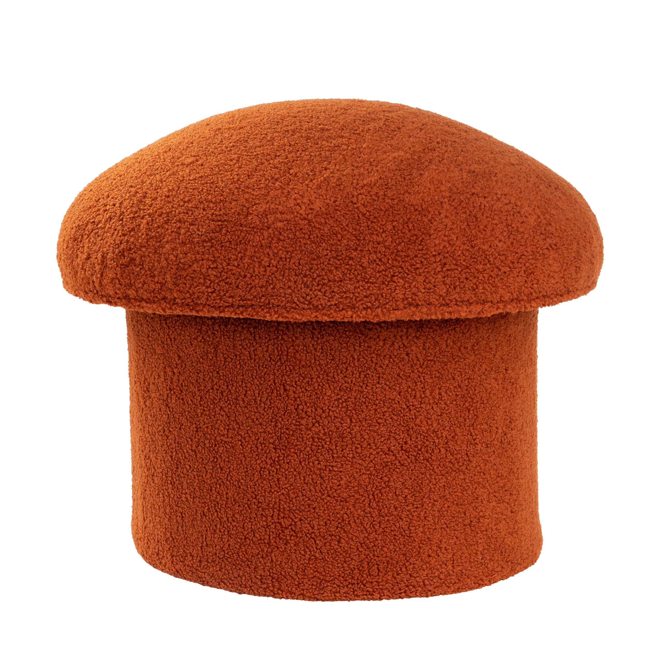 Boucle Mushroom Upholstered Storage Ottoman, Terracotta