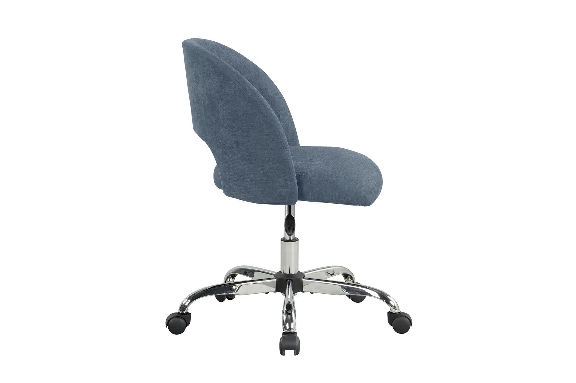 Fabric Upholstered Open Back Office Chair with Textured Boucle Fabric, Casters, Grey for Teens and Adults