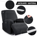 Stretch Recliner Chair Slipcovers for Armchair, 4-Pieces Reclining Sofa Cover Black