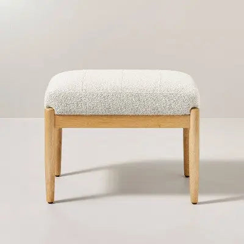 Boucle Upholstered Wood Ottoman - Oatmeal - Hearth & Hand with Magnolia