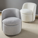 Swivel Accent Chair Armchair, round Barrel Chairs in Fabric for Living Room Bedroom, Boucle Accent Chair, White