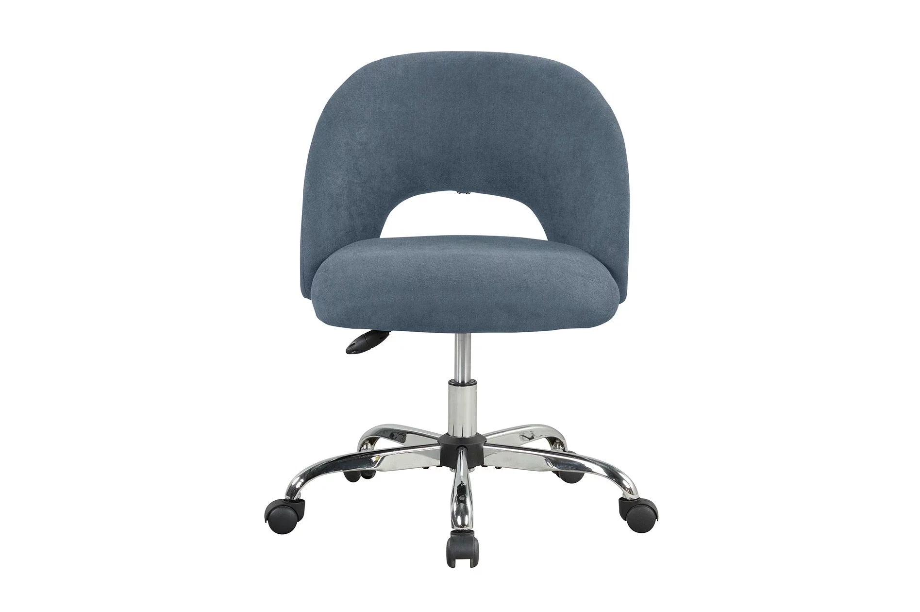 Fabric Upholstered Open Back Office Chair with Textured Boucle Fabric, Casters, Grey for Teens and Adults