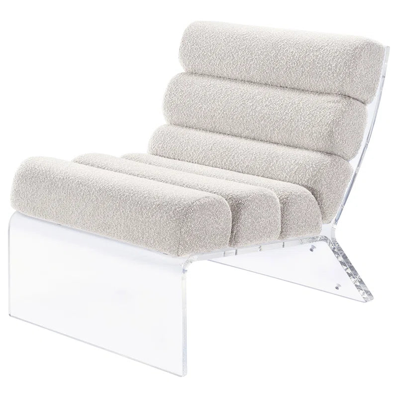 Brialle Boucle Upholstered Armless Accent Chair with Clear Acrylic Frame