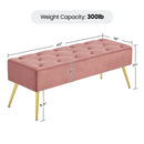 Modern Ottoman Velvet Footstool Bench for Bedroom, Pink