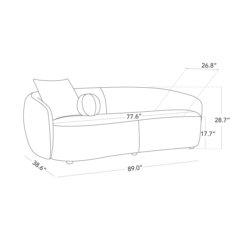 Heidemaria 89'' Boucle Upholstered Curved Sofa
