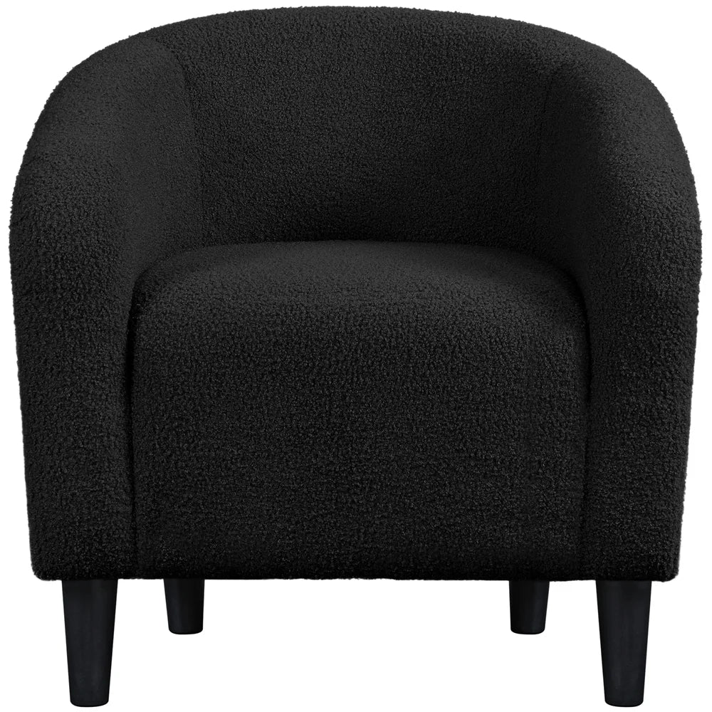 Upholstered Boucle Club Chair Accent Barrel Chair,Black