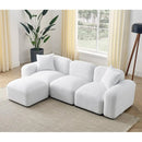 Convertible Modular Sectional Sofa, Boucle Fabric L-Shaped Modern Bubble Couch with Ottoman, 3-Seater Sherpa Teddy Sofas