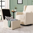 Adrian Swivel Glider with Storage Ottoman in Ivory Boucle