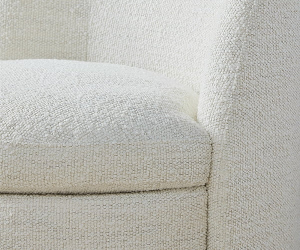 Swivel Accent Chair Armchair, round Barrel Chairs in Fabric for Living Room Bedroom, Boucle Accent Chair, White