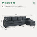 Convertible Sectional Sofa Couch L-Shape Couch with Reversible Chaise 4 Seat Sofa for Apartment Bluish Grey