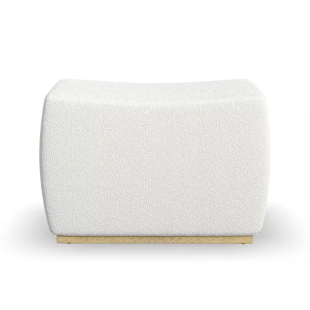 Nico White Boucle Fabric Ottoman